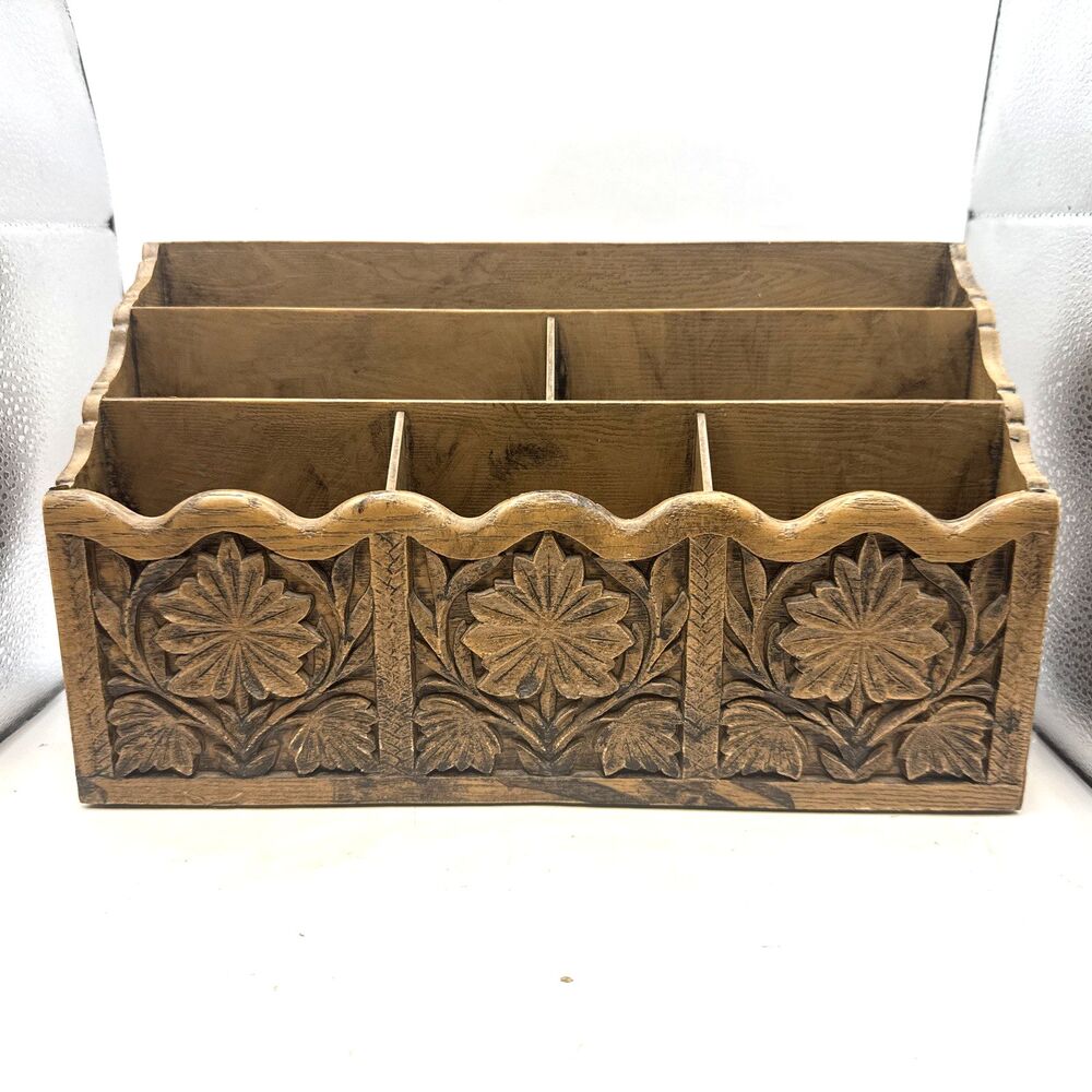 VTG Lerner Desk Organizer 3 Tier 6 Slot Holder Faux Wood Caddy Mail letter bills